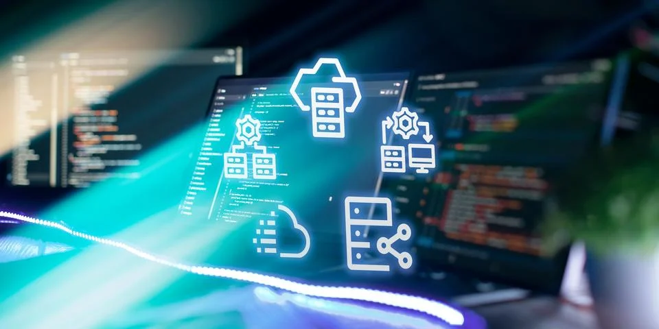 The concept of storing data on a server, combining into one array, data tra.. Stock Photos