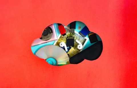 The concept of storing information in the cloud. Stock Photos