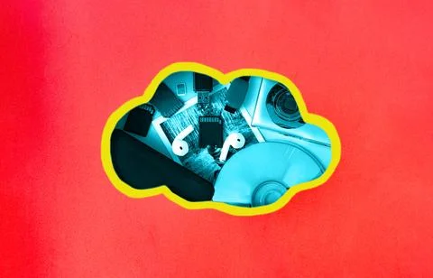 The concept of storing information in the cloud. 스톡 사진