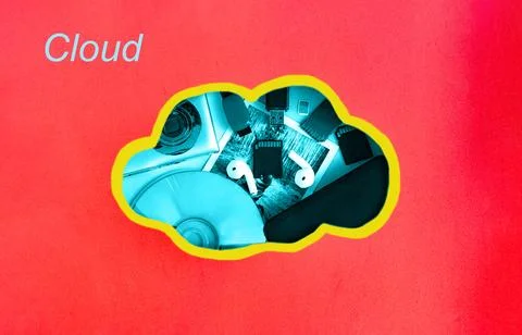 The concept of storing information in the cloud. Stock Photos