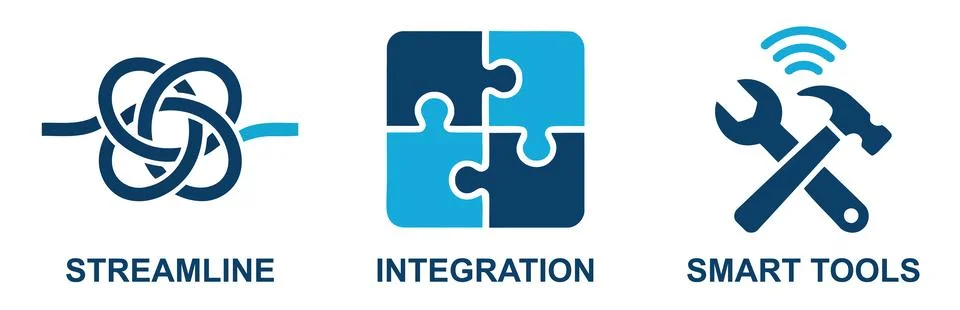 Concept of Streamlining, Integration, and Smart Tools Illustrazione stock
