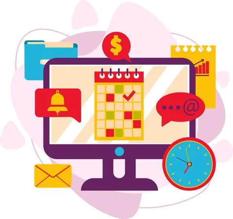 The concept of stress at work. Performing office work. Stock Illustration