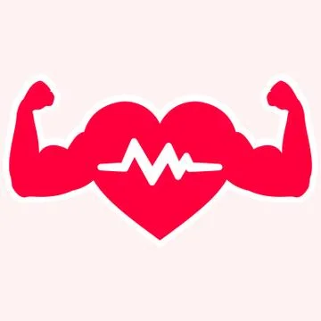 Concept of strong heart with a cardiogram Stock Illustration