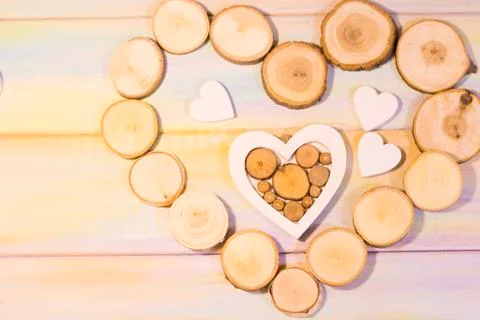 The concept of St.Valentine's day with a frame of tree circles Stock Photos