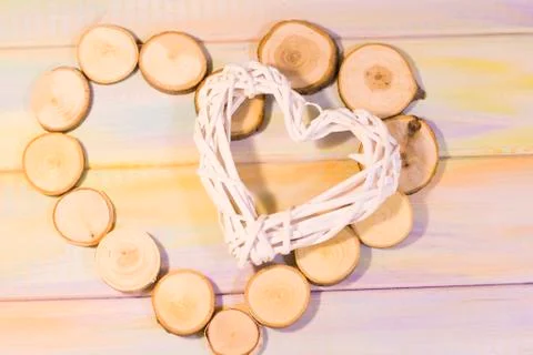 The concept of St.Valentine's day with a frame of tree circles Stock Photos