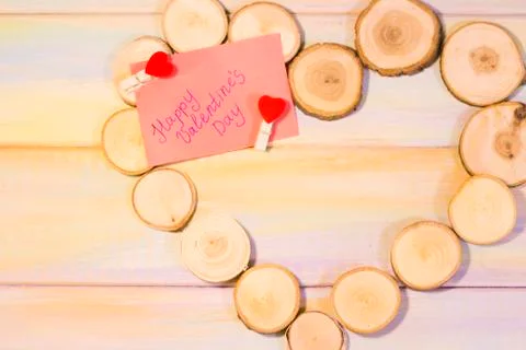 The concept of St.Valentine's day with a frame of tree circles Foto stock