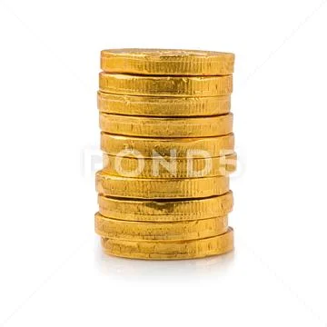 Concept Success in Business, Stack of Gold Coins isolated on a white backgrou Stock Photos