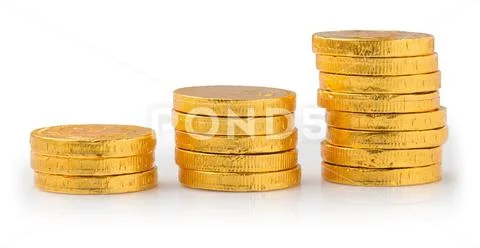 Concept Success in Business, Stack of Gold Coins isolated on a white backgrou Stock Photos