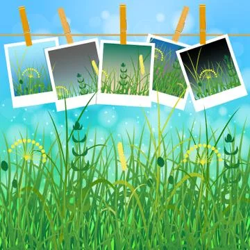 Concept Summer. Sky, blur, field grass Ilustração Stock