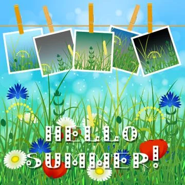 Concept Summer. Sky, blur, field grass Stock Illustration