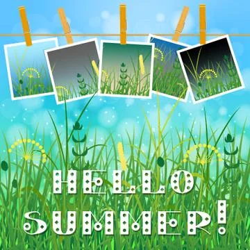 Concept Summer. Sky, blur, field grass Ilustração Stock