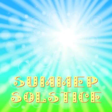 Concept Summer Solstice. Sky, blur, sun, the lights of a sun. Lettering Illustrazione stock