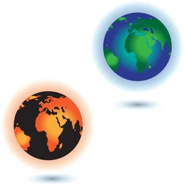 Concept of the Sun burning the planet Earth. Stock Illustration