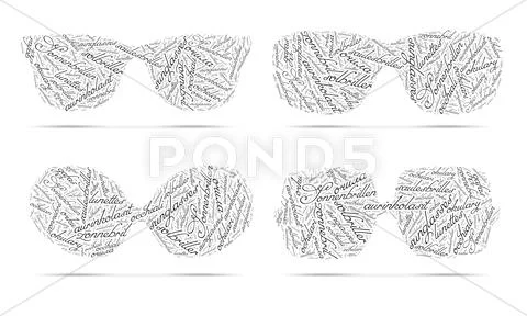 Concept sunglasses from typographic world Stock Illustration