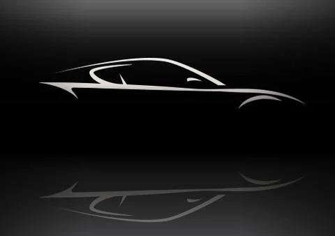 Concept supercar silhouette design with reflection Stock Illustration