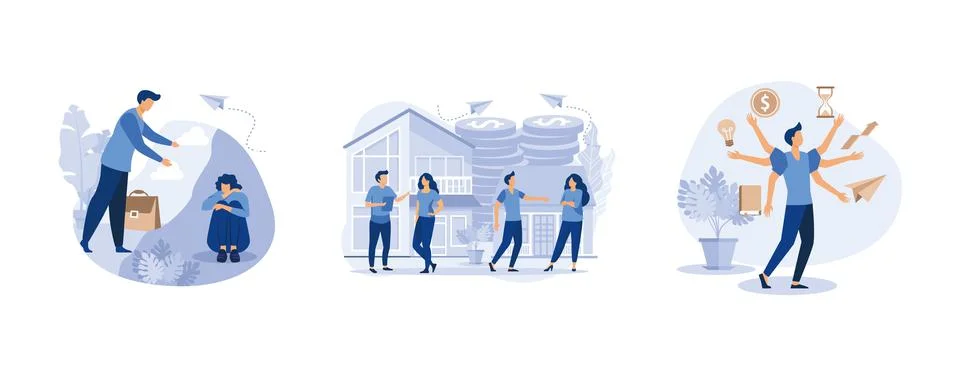 Concept of support for those under stress, real estate business concept with  Stock Illustration