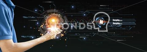 Concept, system development, artificial intelligence to be able to interact.. Foto stock