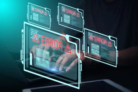 Concept of system error, cyber attack, or data breach digital technology. C.. Stock Photos