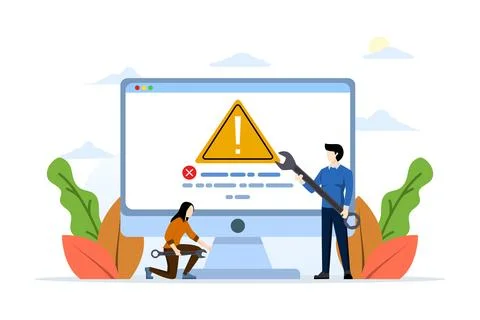 Concept of system error, software problem or system failure. Stock Illustration
