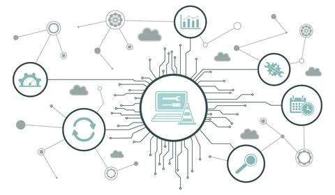 Concept of system maintenance 스톡 일러스트