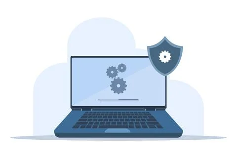 Concept of system maintenance, program and application update. Stock Illustration