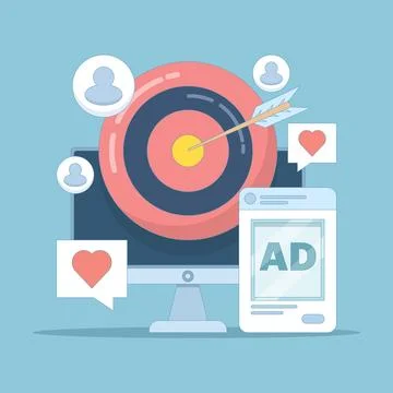 Concept of Targeting specific audience through social media marketing technology 스톡 일러스트