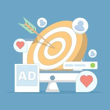 Concept of Targeting specific audience through social media marketing technology Stock Illustration