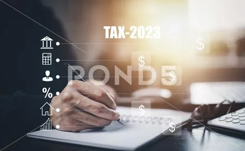 Photograph: Concept TAX-2023 and refund tax of duty taxation business ...