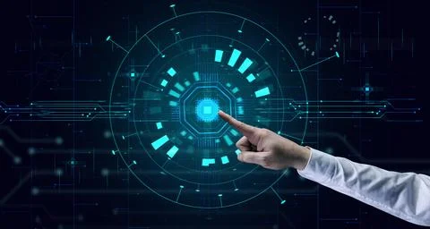 Concept of teaching artificial intelligence to various tasks, replacing hum.. Stock Photos