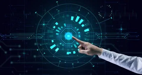 Concept of teaching artificial intelligence to various tasks, replacing hu... Stock Photos