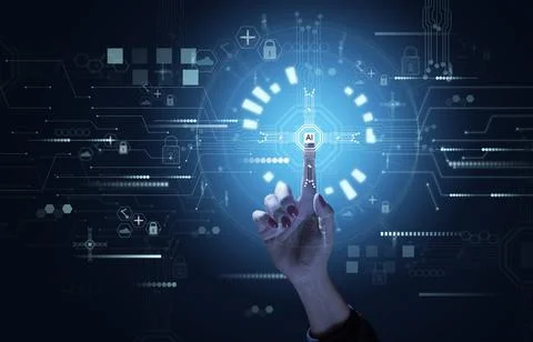 Concept of teaching artificial intelligence to various tasks, replacing hu... Stock Photos