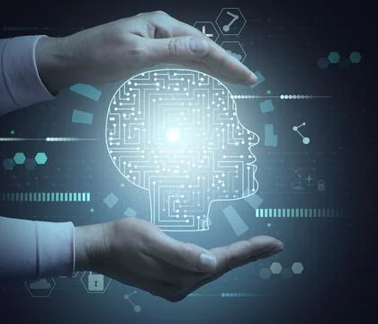 The concept of teaching artificial intelligence to various tasks, replacing.. Stock Photos