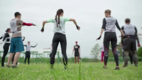 Concept of team building group of young people guys and girls men and women Video stock 83667311