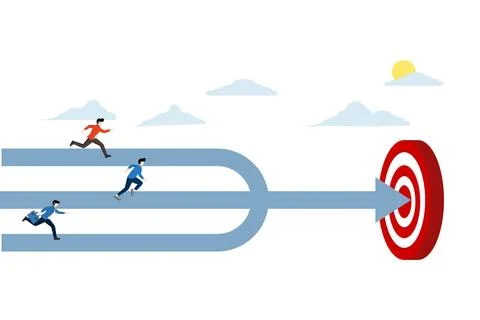 Concept of team target or goal achievement Illustrazione stock