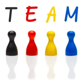 Concept team, teamwork, organization primary color black leader Stock Photos
