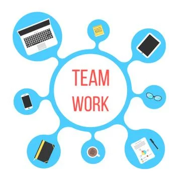 Concept of team work with blue bubble Stock Illustration