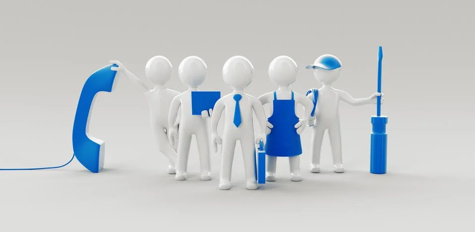 Concept of teamwork, assistance or support concept. 3d rendering Illustrazione stock
