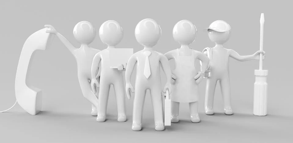 Concept of teamwork, assistance or support concept. 3d rendering Illustrazione stock
