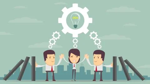 Concept of teamwork building working system of cogwheels Stock Illustration