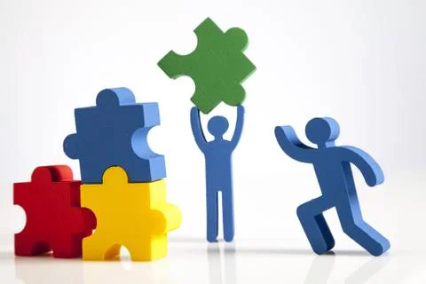 Concept of teamwork, people and icons Stock Photos