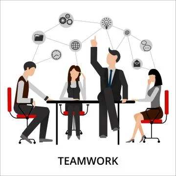 Concept of teamwork process Stock Illustration