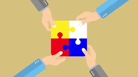 The concept of teamwork, puzzles become a whole Stock Footage 227896295