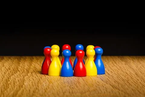Concept teamwork red yellow blue Stock Photos