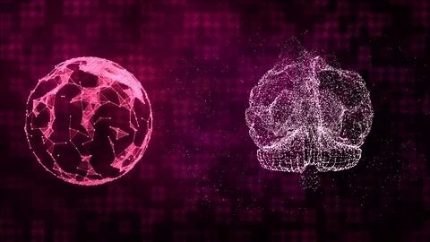 Concept of technologies and intelect. Plexus planet and brain from space dust Stock Footage 121808482