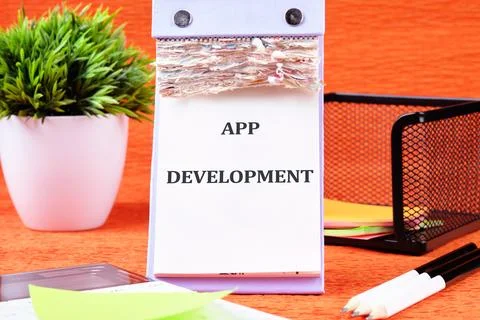 The concept of technology and business development. The APP DEVELOPMENT conce Stock Photos