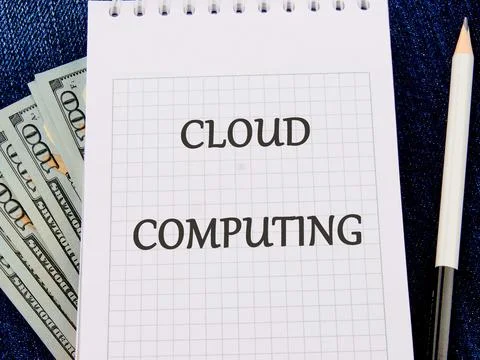 The concept of technology and development. Phrase, words, text CLOUD COMPUTIN Stock Photos