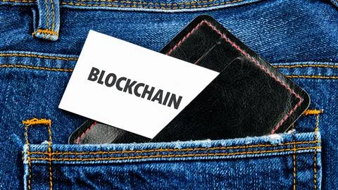 The concept of technology and development. Phrase, words, text of the BLOCKCH Stock Photos