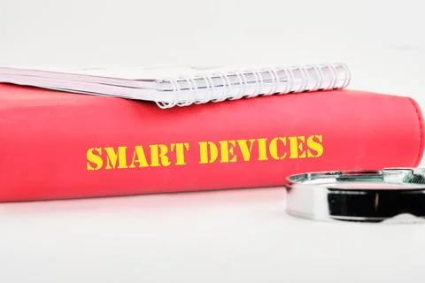 The concept of technology and development. Phrase, words, text SMART DEVICES  스톡 사진
