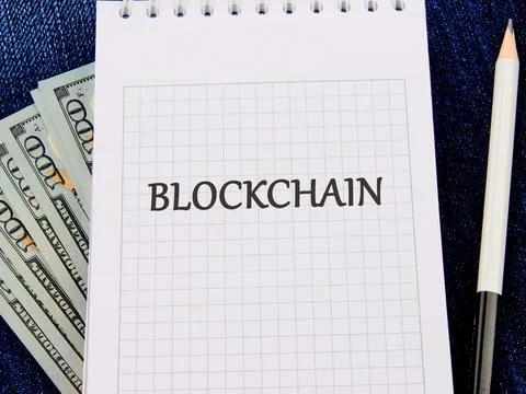 The concept of technology and development. Phrase, words, text of the BLOCKCH Stock Photos