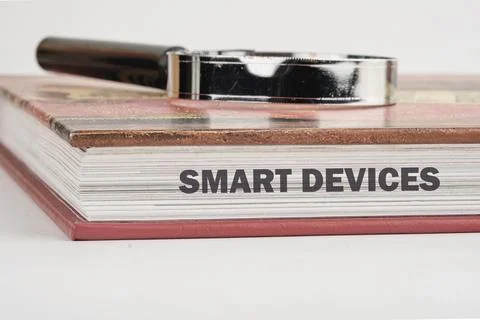 The concept of technology and development. Phrase, words, text SMART DEVICES  Stock Photos